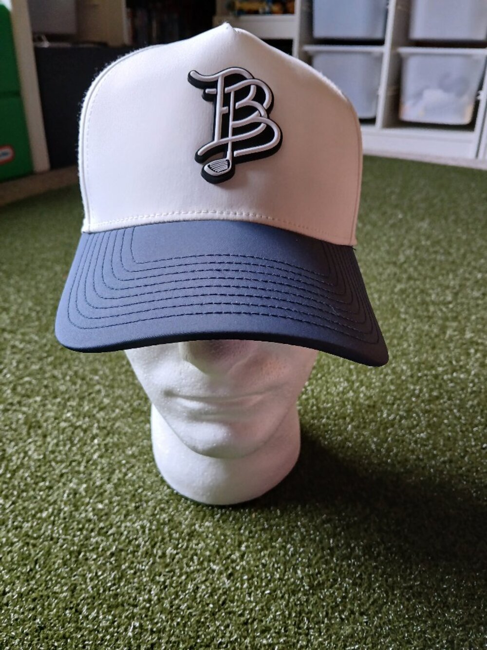 Branded Bills Men's Performance White/Blue Lightweight Stretch Strapback Hat Cap